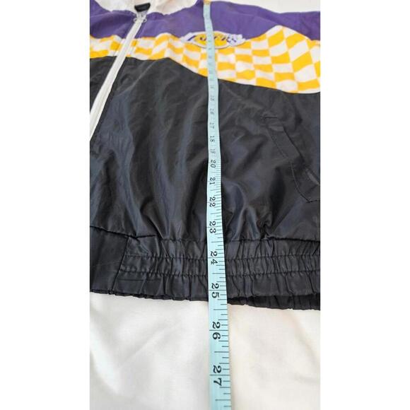 Los Angeles Lakers Women's Vintage Checkered Windbreaker Jacket Size Large - Picture 7 of 7